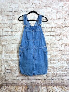 Lee Riveted Vintage Overall Shorts Womens Denim Jeans 90s Y2K Size Large